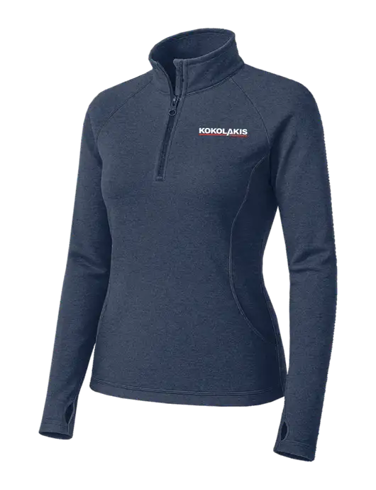 Navy Heather Womens Sport Wick Stretch 1/4 Zip Pullover w/Kokolakis Logo