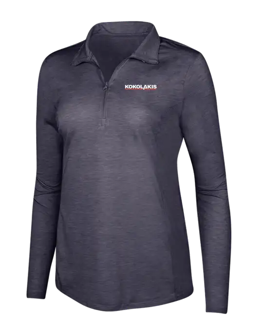 True Navy Heather Womens Posicharge Tri-Blend Wicking 1/4 Zip Pullover w/Kokolakis Logo