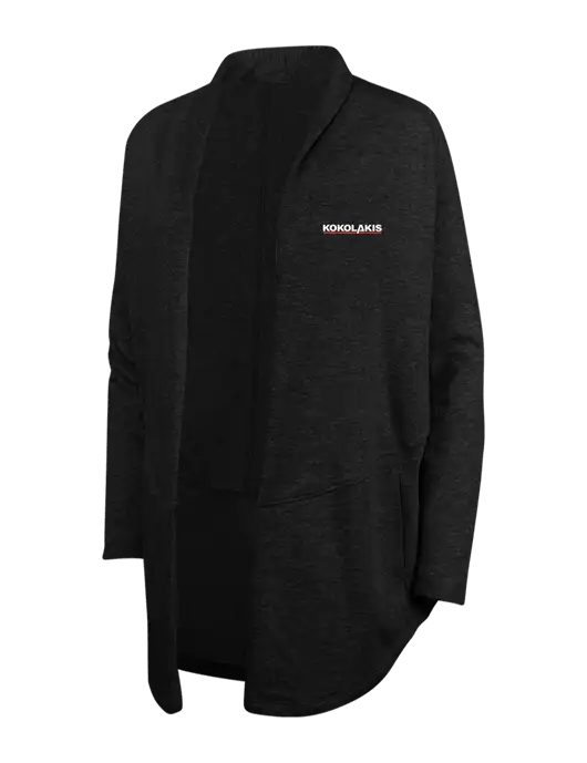Deep Black/Charcoal Heather Womens Interlock Cardigan w/Kokolakis Logo