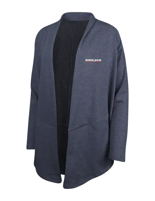 Estate Blue Heather/Charcoal Heather Womens Interlock Cardigan w/Kokolakis Logo