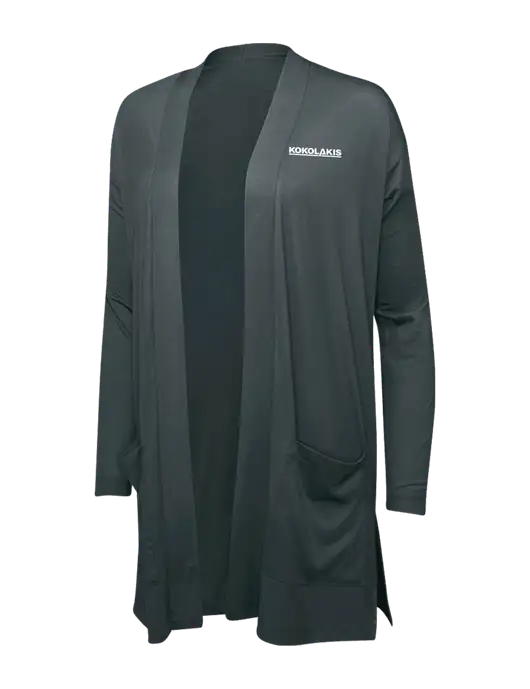 Smoke Grey Womens Concept Long Pocket Cardigan w/Kokolakis Logo