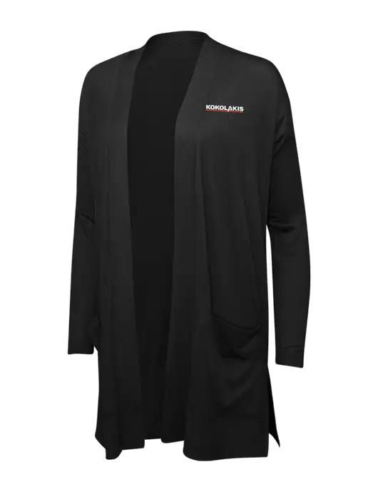 Black Womens Concept Long Pocket Cardigan w/Kokolakis Logo