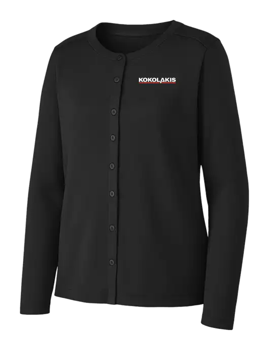 Black Womens Concept Stretch Button-Front Cardigan Sweater w/Kokolakis Logo