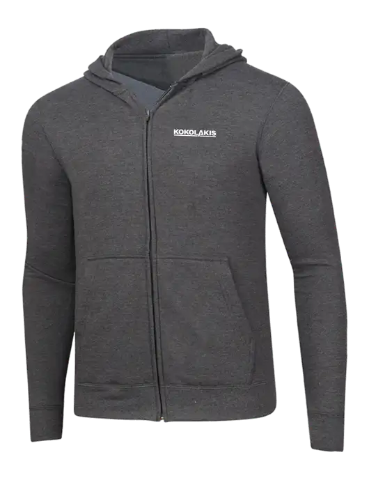 Dark Heather Grey 8.5 oz Ring Spun Zip Hooded Sweatshirt w/Kokolakis Logo
