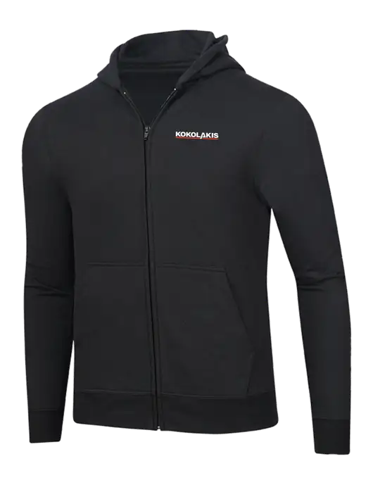 Jet Black 8.5 oz Ring Spun Zip Hooded Sweatshirt w/Kokolakis Logo
