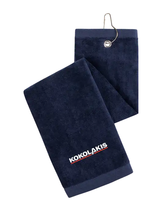 Navy Tri-Fold Golf Towel with Grommet w/Kokolakis Logo