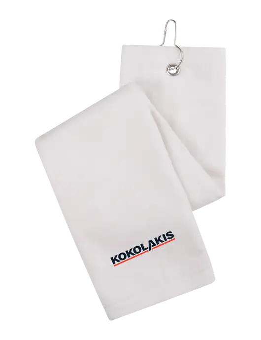 White Tri-Fold Golf Towel with Grommet w/Kokolakis Logo
