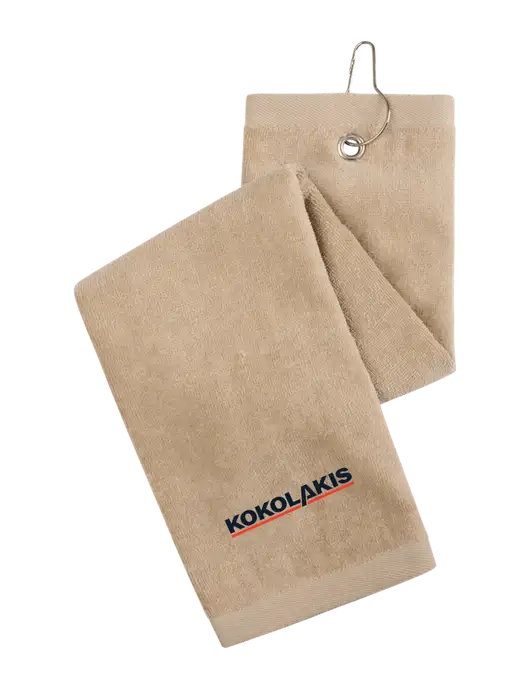 Khaki Tri-Fold Golf Towel with Grommet w/Kokolakis Logo