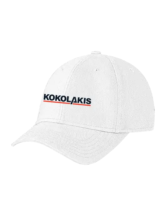 White Structured Soft Snap Closure Hook & Loop Cap w/Kokolakis Logo