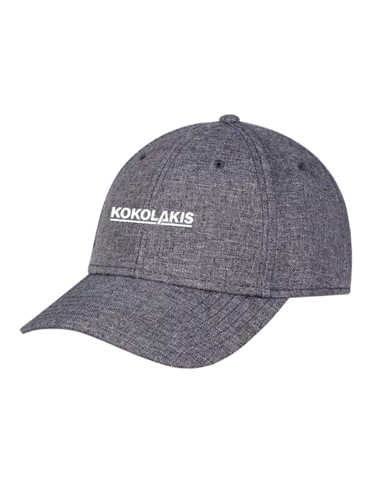 Heather Charcoal Structured Linen Look Cap Hook & Loop w/Kokolakis Logo