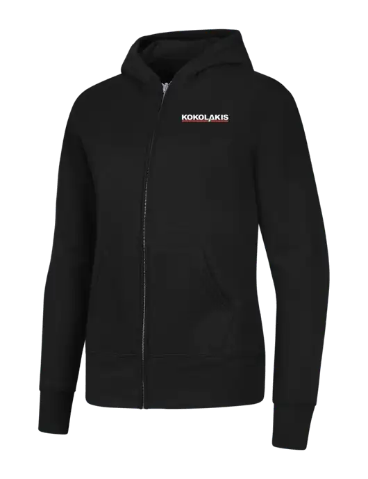 Jet Black Womens Core Fleece Full-Zip Hooded Sweatshirt w/Kokolakis Logo