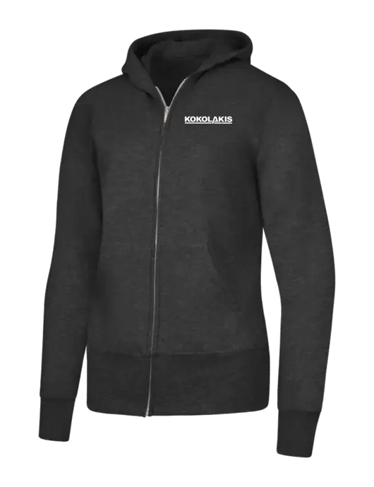 Dark Heather Grey Womens Core Fleece Full-Zip Hooded Sweatshirt w/Kokolakis Logo
