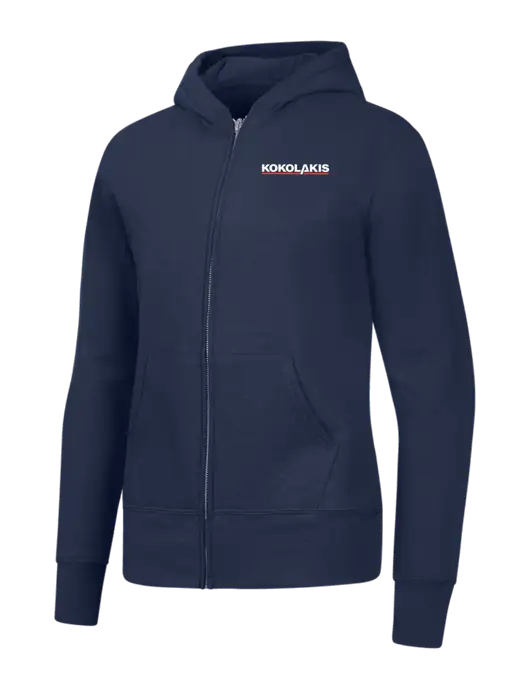 Navy Womens Core Fleece Full-Zip Hooded Sweatshirt w/Kokolakis Logo