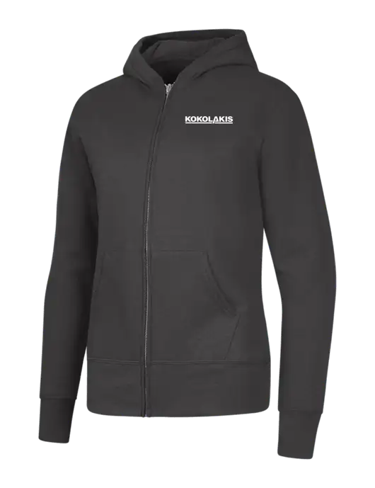 Charcoal Womens Core Fleece Full-Zip Hooded Sweatshirt w/Kokolakis Logo