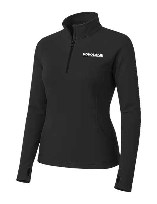 Charcoal Grey Womens Sport Wick Stretch 1/4 Zip Pullover w/Kokolakis Logo