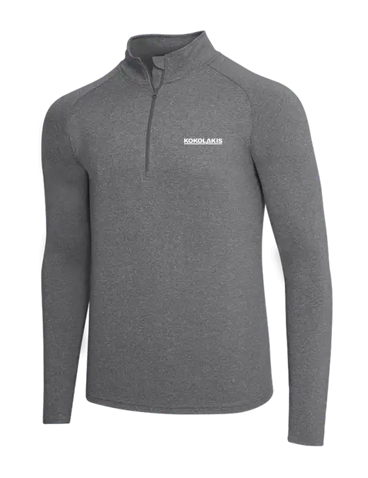 Dark Grey Heather Sport Wick Stretch 1/4 Zip Pullover w/Kokolakis Logo