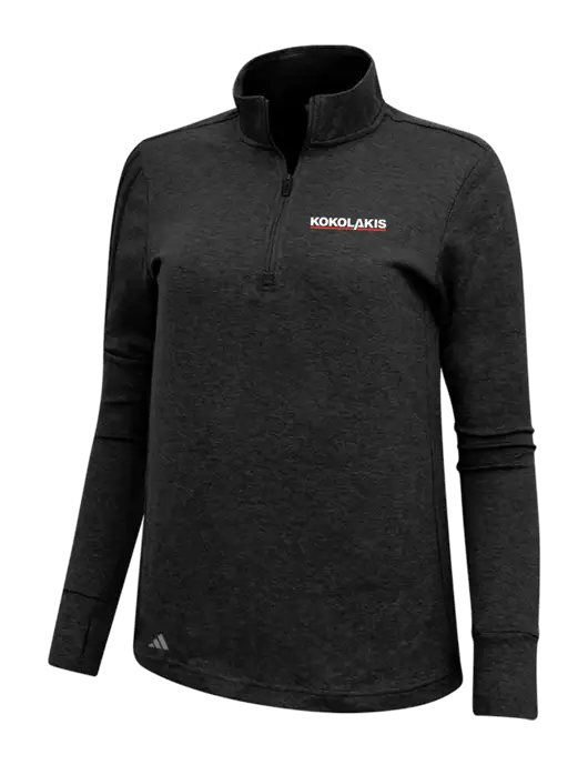Adidas Black Melange Womens 3 Stripes Quarter Zip Sweater w/Kokolakis Logo