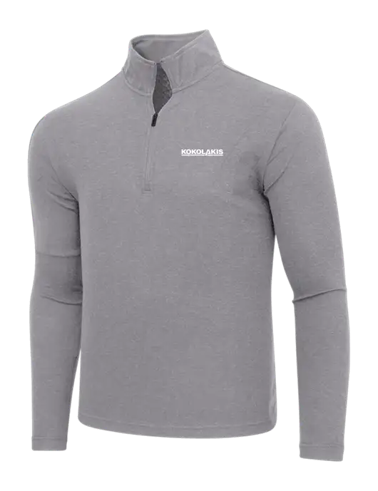 Adidas Medium Grey Melange 3 Stripes Quarter Zip Sweater w/Kokolakis Logo