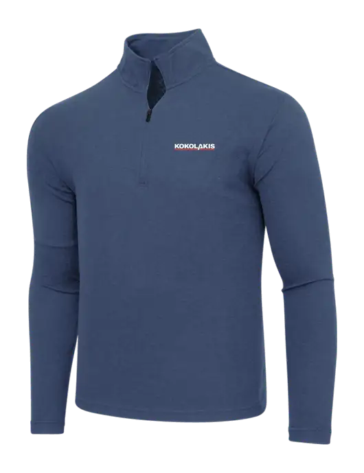 Adidas  Navy  Melange 3 Stripes Quarter Zip Sweater w/Kokolakis Logo