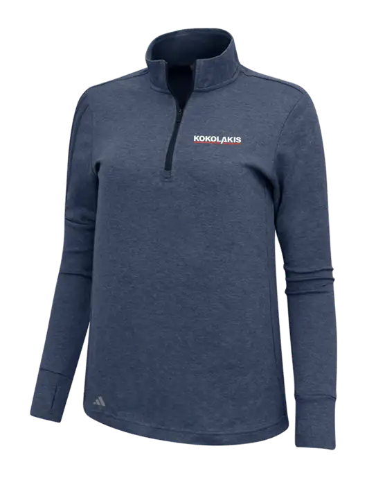 Adidas Navy Melange Womens 3 Stripes Quarter Zip Sweater w/Kokolakis Logo