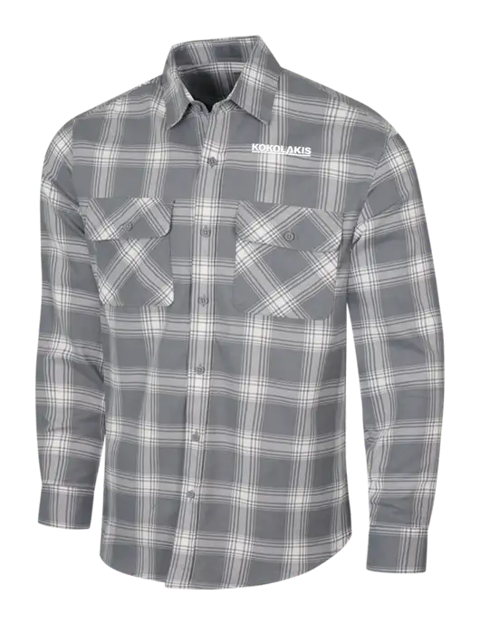 Medium Grey/Cream Plaid Flannel Shirt w/Kokolakis Logo