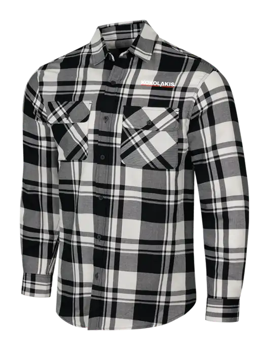 White/Black Plaid Flannel Shirt w/Kokolakis Logo