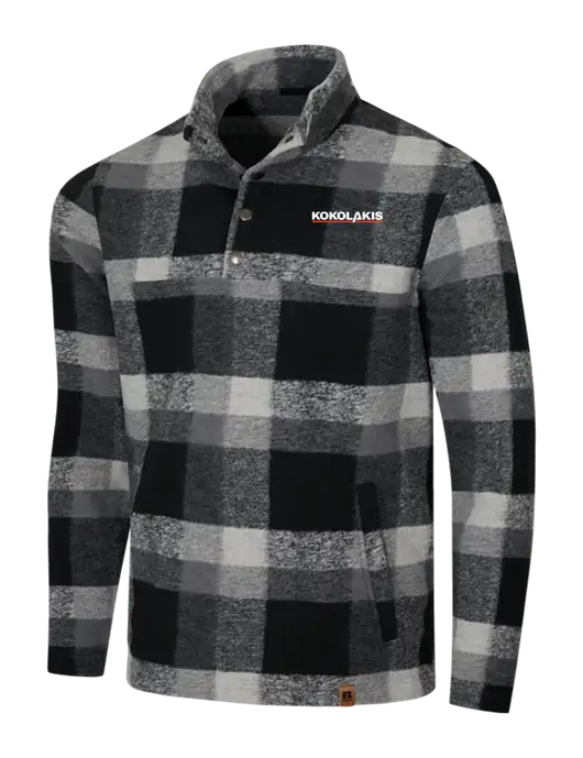 Russell Outdoors Black/White Plaid Basin Snap Pullover w/Kokolakis Logo