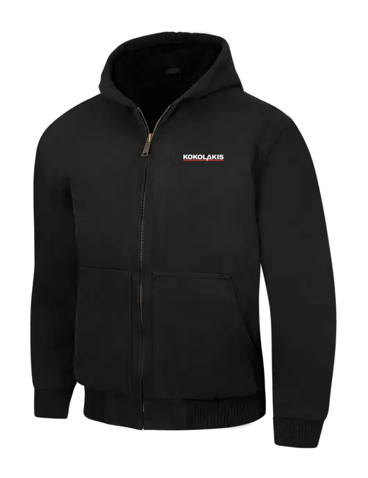 CornerStone Black Washed Duck Cloth Insulated Hooded Work Jacket w/Kokolakis Logo