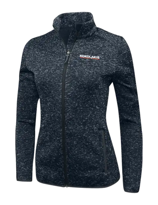 Navy Heather Womens Sweater Fleece Jacket w/Kokolakis Logo