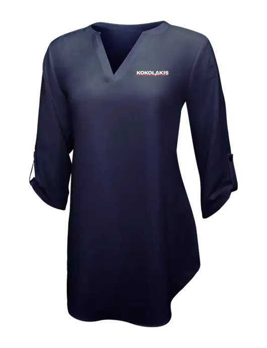Navy Womens 3/4 Sleeve Tunic Blouse w/Kokolakis Logo