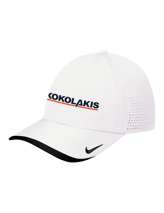 Nike White/Black Dri-FIT Perforated Performance Cap w/Kokolakis Logo