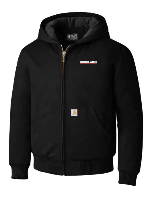 Carhartt Black Quilted-Flannel-Lined Duck Active Jacket w/Kokolakis Logo