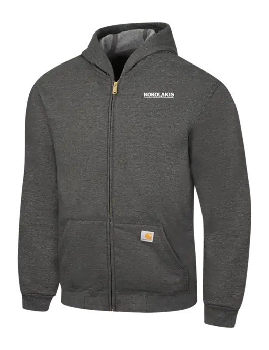 Carhartt Dark Grey Heather Midweight Hooded Zip-Front Sweatshirt w/Kokolakis Logo