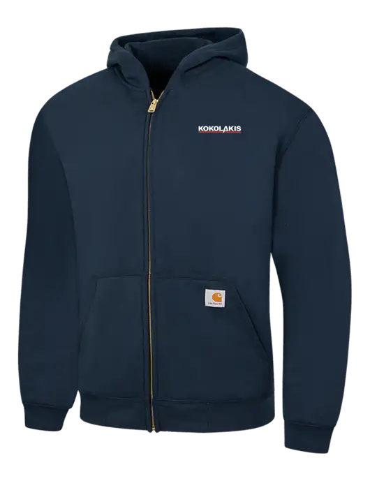 Carhartt Navy Midweight Hooded Zip-Front Sweatshirt w/Kokolakis Logo