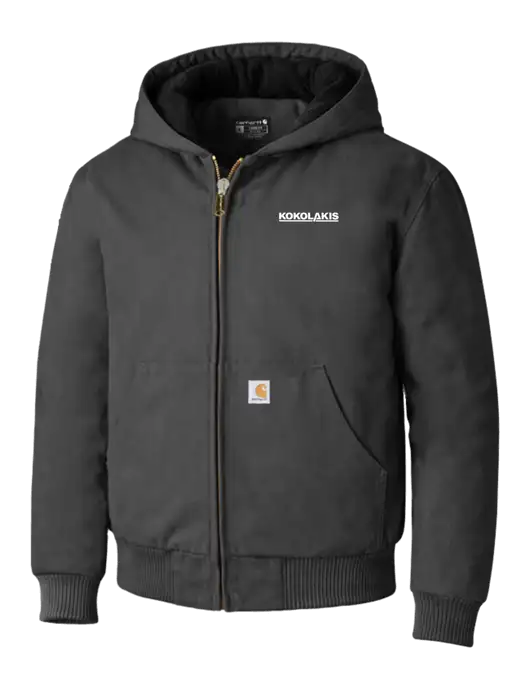 Carhartt Dark Grey Quilted-Flannel-Lined Duck Active Jacket w/Kokolakis Logo