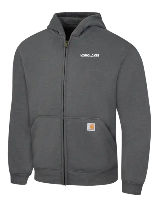 Carhartt Dark Grey Heather Rain Defender Paxton Heavyweight Hooded Zip-Front Sweatshirt w/Kokolakis Logo