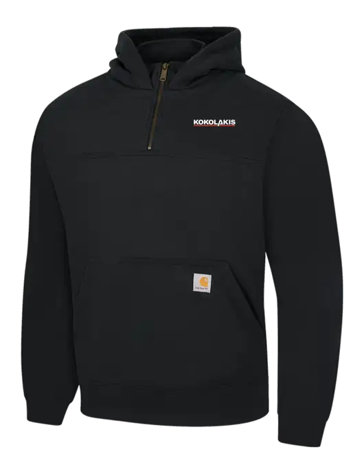 Carhartt Black Rain Defender Paxton Heavyweight Hooded 1/4 Zip Mock Sweatshirt w/Kokolakis Logo