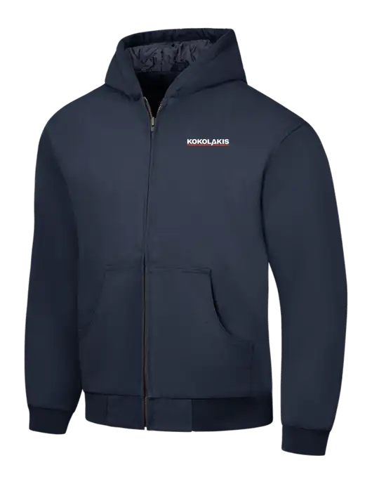 CornerStone Navy Duck Cloth Hooded Work Jacket w/Kokolakis Logo