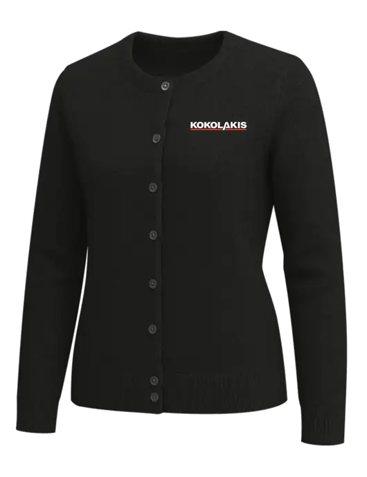 Brooks Brothers Womens Black Washable Merino Cardigan Sweater w/Kokolakis Logo