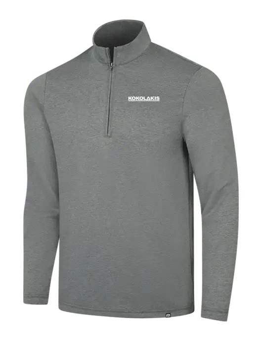 TravisMathew Dark Grey Heather Coveside ¼-Zip w/Kokolakis Logo