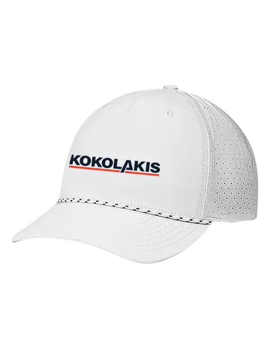 Richardson Laser Perf Performance White/White-Black Rope Cap w/Kokolakis Logo