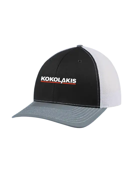 Richardson Adjustable Snapback Original 112 Trucker Cap Black/Light Heather Grey/White Mesh w/Kokolakis Logo