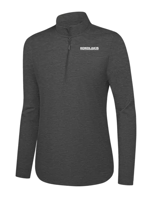  Womens Dark Grey Heather C-FREE Double Knit 1/4-Zip w/Kokolakis Logo