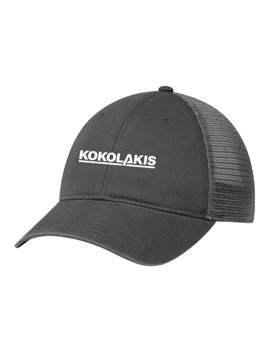 Richardson 111 Garment Washed Trucker Cap Charcoal w/Charcoal Mesh w/Kokolakis Logo