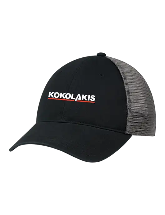 Richardson 111 Garment Washed Trucker Cap Black w/Charcoal Mesh w/Kokolakis Logo