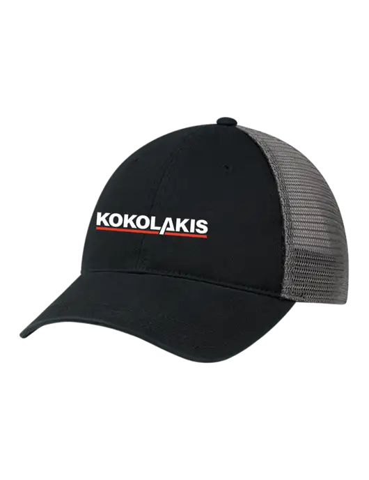 Richardson 111 Garment Washed Trucker Cap Black w/Charcoal Mesh w/Kokolakis Logo