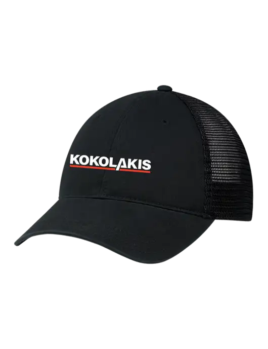 Richardson 111 Garment Washed Trucker Cap Black w/Black Mesh w/Kokolakis Logo