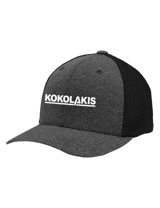 Flexfit Black/Dark Charcoal Heather Melange Mesh Back Trucker Cap w/Kokolakis Logo