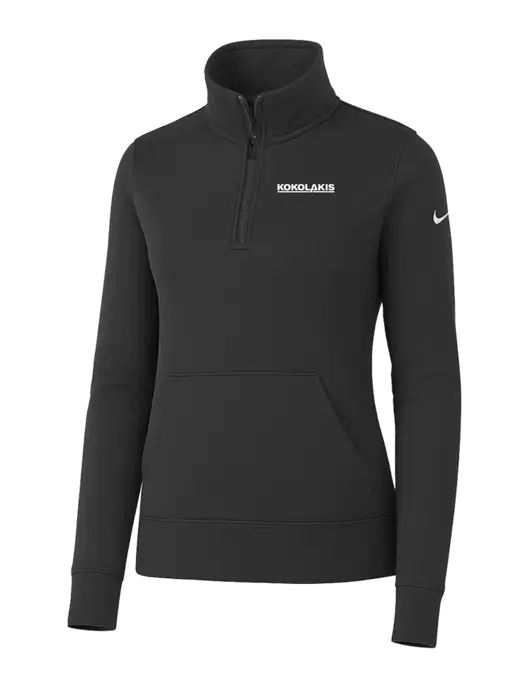 Nike Womens Dark Grey Club Fleece Sleeve Swoosh 1/2-Zip w/Kokolakis Logo