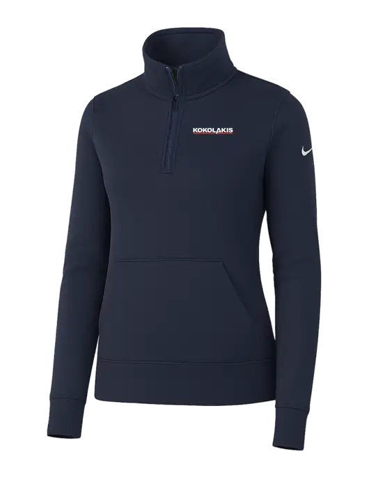 Nike Womens Dark Navy Club Fleece Sleeve Swoosh 1/2-Zip w/Kokolakis Logo